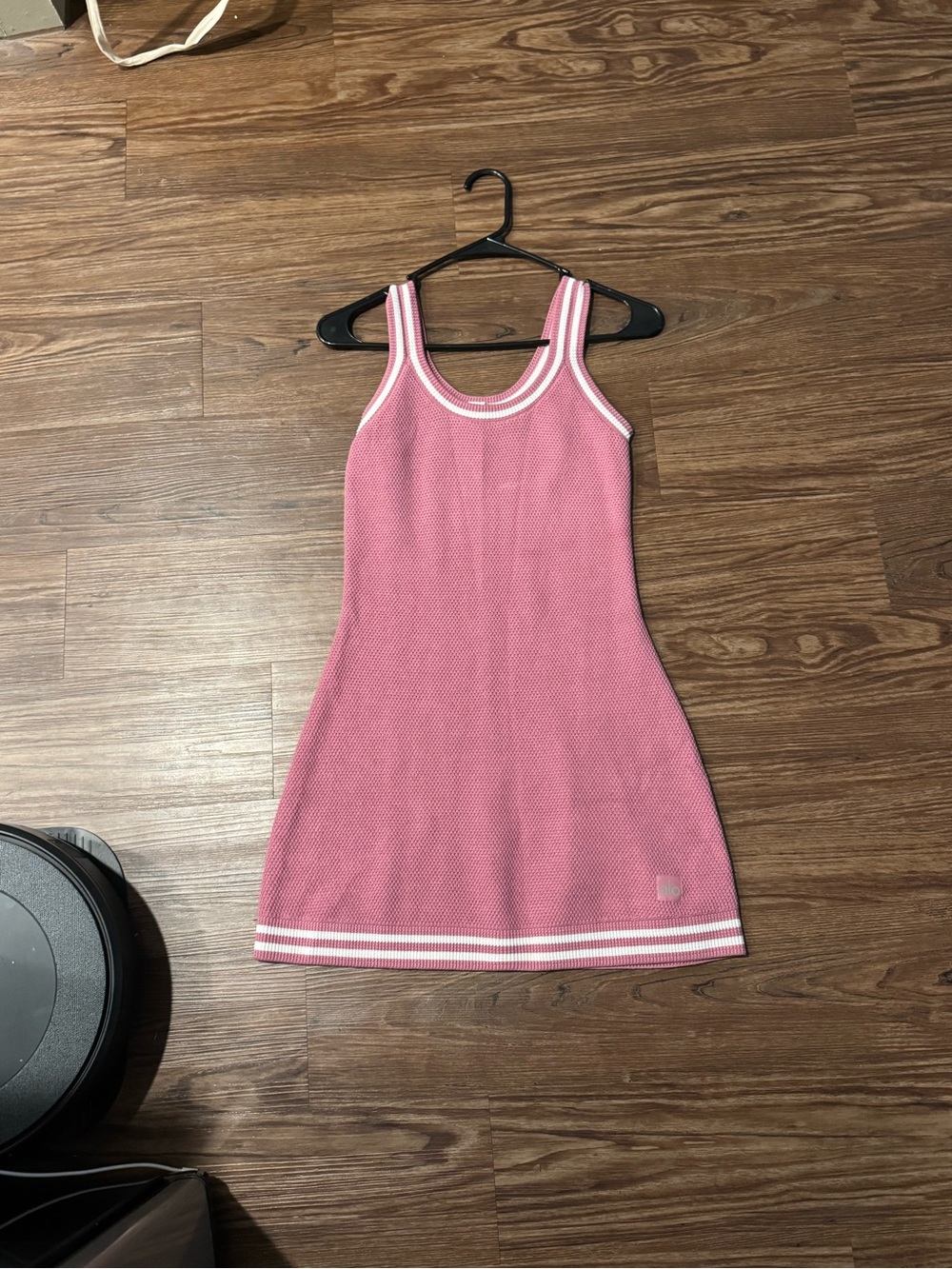 ALO Yoga Pink Tank Knit Mini Dress with White Trim